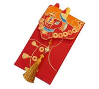 Healeved Sobres Rojos Chinos Bordados de Tela Reutilizables Paquete Suerte Tradicional para Dinero 2026 Tamaño Mediano Motivos Festivos para Año Lunar Bodas y Tet Vietnamita