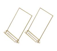 Healeved Soporte de Mesa Acrílico Transparente Doble Cara 85X11 Pulgadas Borde Dorado Portacarteles para Bodas y Restaurantes Expositor Vertical para Menús y Folletos 2 Unidades