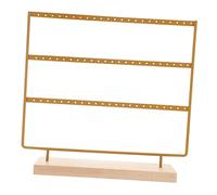 Healeved Soporte Para Joyas De 3 Niveles En Hierro Dorado, Expositor Para Pendientes y Collares, Organizador Práctico Para Hogar y Comercio