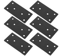 Healeved Soportes Rectos de Acero Inoxidable Negros 50x100 Mm, Placas de Reparación Planas para Muebles de Madera con Tornillos 6 Juegos, Refuerzos Metálicos para Fijación y Reparación