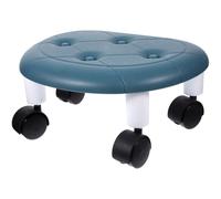Healeved Taburete Multifuncional Móvil Ruedas 360° Giratorio Taburete bajo Plástico Azul Compacto para Adultos Asiento Portátil para Hogar Cocina y Baño Banco Pequeño y Versátil