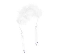 Healeved Tassel Band Boda Accesorios Para El Cabello De Las Chicas Tocado De Penacho De Hadas Elegante Diadema De Borla Novia Diademas De Para Mujer Fiesta Poli Blanco Metal