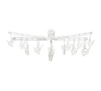 Healeved Tendedero de Pared Plegable para Ropa Interior y Calcetines, sin Taladro, con Pinzas Antiviento, Compacto y Extensible, Adecuado para Interiores y Balcones, Percha para Secar Ropa