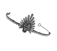 Healeved Tiara de calavera con diamantes de imitación para Halloween - Corona gótica, tocado retro de bruja, accesorio decorativo para el cabello para fiestas y festivales, joyería para la cabeza