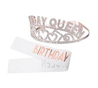 Healeved Tiara de Cumpleaños para Niñas Correa con Banda de Cumpleaños Decoración de Fiesta Accesorios de Fotos para Celebraciones