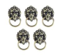 Healeved Tiradores de Cabeza de León Vintage de Aleación de Zinc 5 Piezas Tamaño Pequeño Color Cobre Cepillado Manijas para Puertas y Gabinetes Accesorio Decorativo para Muebles
