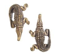 Healeved Tiradores de Latón Antiguos Forma de Cocodrilo, 2 Piezas, Mini Pomos para Armarios y Cajones, Acabado Envejecido, Decoración Retro para Muebles de Cocina y Dormitorio