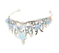 Healeved Tocado de Novia Brillante Conchas Marinas Tiara de Princesa Sirena para Fiesta de Cumpleaños Tocados de Boda Temática Oceánica