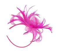 Healeved Tocado para Mujer Pinza, Diadema de Malla Plumas Color Rosa Fucsia, Ligero y Cómodo para Bodas, Fiestas de Té y Eventos Obsequios