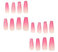 Healeved Uñas Postizas Francesas Cuadradas Degradado Rosa Ombré, Cobertura Completa, 1 Juego para Manicura de Moda y Uso Diario, Presión Fácil para Mujer y Adolescente