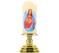 Healeved Vela LED sin Llama Religiosa de Oración Católica, Luz Decorativa Transparente de Vidrio, Vela de Jesús Alimentada por Batería, Decoración para Hogares E Iglesias, Luz Segura