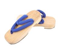 Healeved Zuecos Japoneses de Madera para Mujer Sandalias Tipo Zueco Suela de Goma Azul Antideslizante Talla 37 Ajuste para Pies 35-36 Calzado Cómodo y Transpirable para Casa y Verano