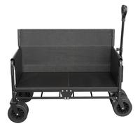 Healfith Carro plegable de 100 l, carrito de jardín, carrito de transporte, carrito de playa, ruedas todoterreno con asa ajustable para compras, camping, jardín, playa (negro) (200 L)