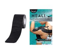 Heali Cinta de kinesiología precortada con magnesio y mentol - Rollo - 20 tiras - 5 cm x 25 cm - Reduce el dolor, seda sintética, sin látex, última 4 - 7 días - Cinta negra con diseño de cebra negra