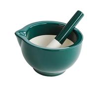 Healifty 1 juego Tazón de Cerámica Manual para Triturar Alimentos y Pilón Diseño Práctico y Resistente para Preparar Comida para Bebés y Trituración de Pastillas Color Verde Oscuro Mini