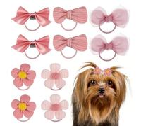 Healifty 10 Piezas Lazos para Perros Pequeños con Bandas Elásticas, Accesorios Pelo de Cachorro en Color Rosa, Ideales para Uso Diario y Ocasiones Obsequios