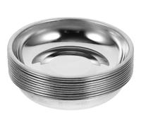 Healifty 10 Platos Redondos de Acero Inoxidable de 8 Cm para Salsa y Condimentos, Pequeños Platos Metálicos para Aperitivos y Servir, Mini Tazones para Preparar Ingredientes en Cocina