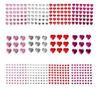 Healifty 12 Láminas de Pegatinas Autoadhesivas de Acrílico en Forma de Corazón 436 Gemas Brillantes para Decoración Facial Uñas Kit Completo para Maquillaje y Manualidades