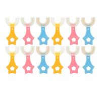 Healifty 12 Piezas para Blanquear Y Limpiar Las Manos U- - Edad Comida Cabeza Entera Fiesta Hogar Automático Anillo Saludable Cepillo de Dientes de Mano de Silicona: Juguete Infantil