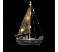 Healifty 1pieza Modelo de Barco de Vela de Madera con Luz LED Adorno Náutico Mediterráneo para Decoración de Hogar Sala y Oficina Figura Marina para Mesa y Estantería