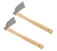 Healifty 2 Azadas Manuales de Acero Mango de Madera para Jardinería, Herramienta Portátil para Plantar y Aflojar el Suelo en Cultivo y Deshierbe