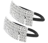 Healifty 2 Bandas Elásticas Cabello Gemas de Imitación en Plata, Material Abs y Cuerda Elástica, Fáciles de Poner Peinados y Maquillaje