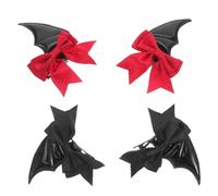 Healifty 2 pares Horquillas Murciélago con Alas de Demonio y Lazo para Halloween Clips de Pelo Reutilizables para Disfraz Vampiro y Fiesta Cosplay Accesorios Góticos DIY Negro y Rojo
