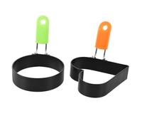 Healifty 2 Piezas Anillas para Freír Huevos de Acero Inoxidable con Mango Antiescaldado Plegable Molde Antiadherente para Tortillas y Sándwiches Funda de Silicona