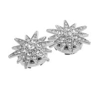 Healifty 2 Piezas Botón Clip de Gemas de Imitación Adorno de Gemas de Imitación Clip Figura de 6 Puntas Aleación de Zinc Plata Fácil de Instalar Ligero para Blusas y Chaquetas Eventos