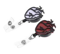 Healifty 2 piezas Carretes Retráctiles para Insignias Forma de Corazón Clip para Tarjetas de Identificación Portabadge Multipropósito para Enfermeras de Blanco y Rojo Compacto y Fácil de