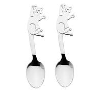Healifty 2 piezas Cucharas Inoxidable para Agitar con Diseño de Gato Colgante Cucharas para Café Té y Postres Aptas para Uso Doméstico y Restauración