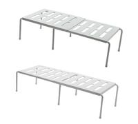 Healifty 2 Piezas Organizador Apilable Estantes de Almacenamiento Multilayer Plástico para Zapatos y Utensilios Hogar Cocina Oficina Blanco Gris