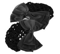 Healifty 2 piezas Redes para Moño con Lazo Cubre Moños para Mujeres y Niñas Redes para Cabello Profesional para Bailarinas Enfermeras y Personal de Hotel Color Negro