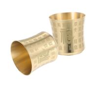 Healifty 2 Piezas Vintage Brass Asian Tea Cups Handleless Kung Fu Teacup For Holy Water Offering Meditation Ritual Espresso Sake And Goblets Antique Chinese Design