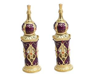 Healifty 2 Uds Púrpura Boda Vacío Vintage Cosméticos Regalos Claro Decoración Esmaltada Oro Y Aceite Recargable Titular Fiesta Regalo Retro Decoración Aceites Vails Antiguo Medio