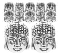 Healifty 20 piezas de cuentas de plata con cabeza de Buda para la fabricación de joyas de aleación DIY pulsera collar perlas