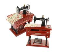Healifty 2piezas Caja De Música Vintage para Máquina De Coser Retro Clásica Minimáquina De Coser Pedal Mesa De Escritorio Mecánica Juguete para Cumpleaños Casa Decoración Musical
