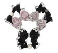 Healifty 3 piezas Bandas Elásticas para Pelo con Lazo de Perlas y Strass Coleteros de Alta Elasticidad para Mujer y Niña de Negro Rosa y Gris Elegante Accesorios Duraderos y Cómodos para