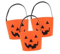 Healifty 3 Piezas Bolsas de Fieltro Calabaza Cubos Mini Calabaza para Truco o Bolsos Portátiles y Decorativos para Fiestas de Halloween