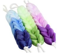Healifty 3 piezas Esponja de Baño Exfoliante Doble Cara Tiras para Espalda Ajustables y Transpirable Malla Degradado Púrpura Verde y Azul para Limpieza Corporal Completa