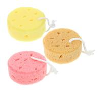 Healifty 3 piezas Esponjas Exfoliantes de Baño para Adultos Esponja Corporal para Ducha Colores Amarillo Rosa y Marrón Limpieza Efectiva y Cuidado Delicado Piel