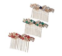 Healifty 3 Piezas Peines Laterales Metálicos con Flores y Rhinestones de Colores Accesorios de Pelo Mini para Novias y Damas de Honor Peines para Peinados de Fiesta y Boda