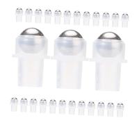 Healifty 30 piezas Botellas Rodillo Transparentes Recargables Accesorios para Frascos de Aceite Esencial con Bola Metálica Dientes Botella PE Segura y Portátil para Perfume y Aceite Labial