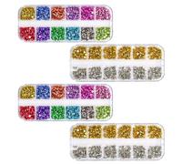 Healifty 4 Cajas de Tachuelas Metálicas Cónicas para Uñas Colores Dorado Plateado y Multicolor Caja Larga con 12 Compartimentos Accesorios de Manicura DIY para Decoración Punk