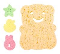 Healifty 4 Esponjas de Baño Apariencia de Dibujos Animados para Bebés Esponja Natural de Celulosa Experiencia Cómoda y Abundante Espuma