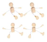 Healifty 4 figuras de madera para manualidades, muñecos flexibles, figuras de madera para pintar, figuras de madera natural para pintar para niños, kit de bricolaje para decoración de mesa y proyectos