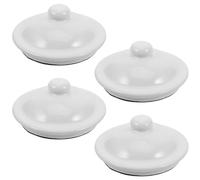 Healifty 4 Tapas de Esmalte Blanco para Tazas y Teteras, Diseño Redondo, Fáciles de Limpiar, Ideales para Cocinas y Restaurantes
