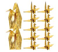 Healifty 40 Grullas de Papel Dorado Prefabricadas para Decoración Colgante de Origami, Símbolo de Bendiciones, Hechas a Mano para Fiestas, Bodas y Showers