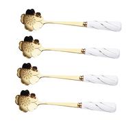 Healifty 4Piezas Cucharas de Flor de Inoxidable con Mango para Café y Cucharas de Helado y Elegantes para