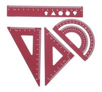 Healifty 4piezas Reglas de Aleación de Aluminio Transportador Geométrico Reglas Triangulares para Dibujo Escuela Oficina y Hogar